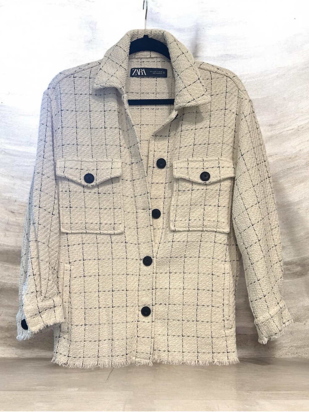 ZARA Shacket cream and black tweed